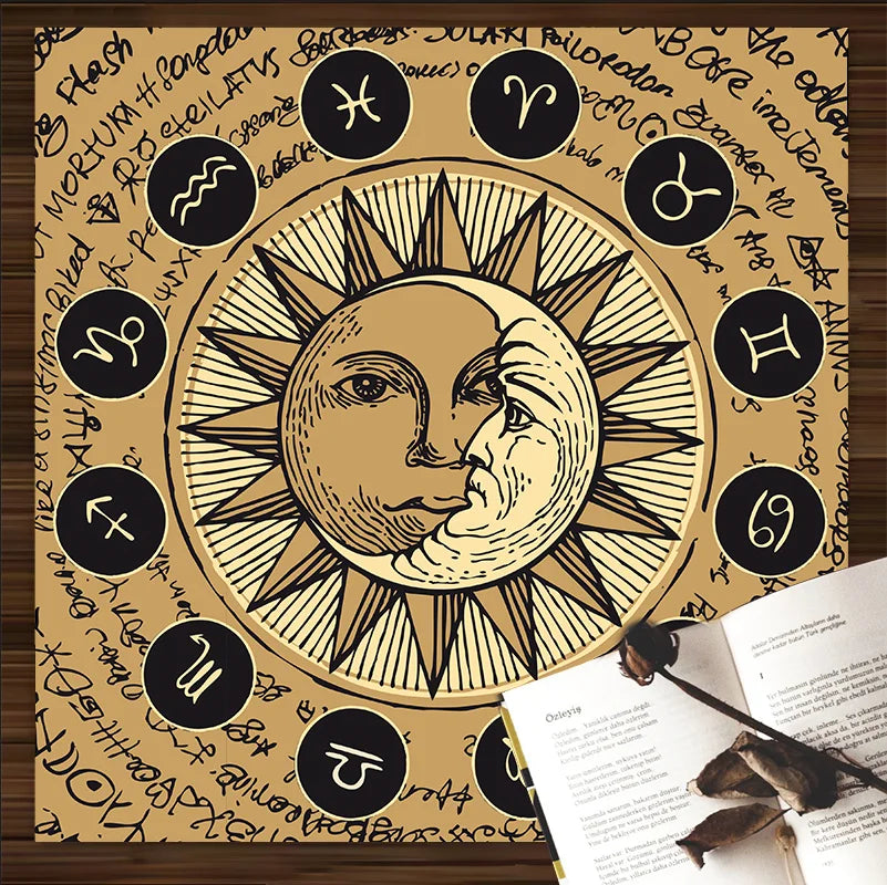 Home Decor Zodiac Tarot Tablecloth Altar Cloth Pagan Clock Pendulum Witchcraft Astrology Oracle Card Mat Good For Gifts