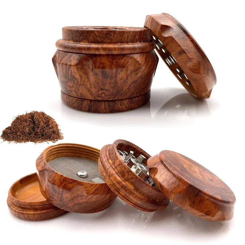 4-Layer Resin Wood Grain Herb Grinder Compact and Magnetic