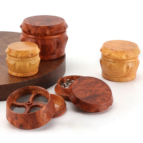 4-Layer Resin Wood Grain Herb Grinder Compact and Magnetic
