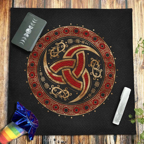 Spiritual Energy Symbols Altar Cloth Pagan Witchcraft Astrology Black Red Oracle Mat Tarot Tablecloth