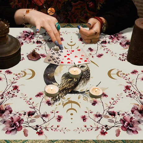 Tarot Tablecloth Moon Phase Flower AnimalAltar Cloth Pagan Clock Astrology Pendulum Divinations Oracle Card Mat Home