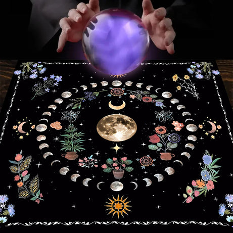 Moonlight Flower Tarot Tablecloth for Altar and Witchcraft