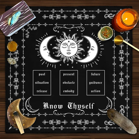 Know Thyself Tarot Spread Cloth Tarot Cloth sun moon Spread Tarot Reading Cloth Altar Cloth Alter Altar Decor Witch home Decor