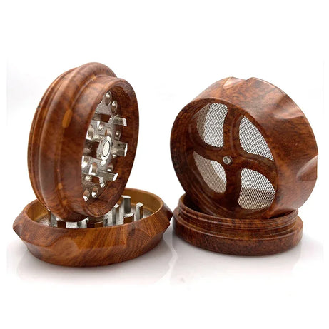 4-Layer Resin Wood Grain Herb Grinder Compact and Magnetic