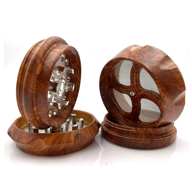 4-Layer Resin Wood Grain Herb Grinder Compact and Magnetic
