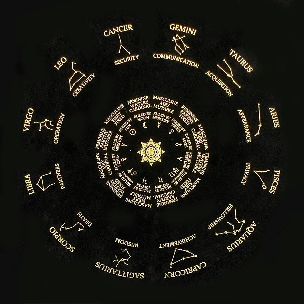 Black Tablecloths Tarot Clot Card Divination Halloween Tablecloth Black gold Fashion Decoration Alchemical Sigil Altar Astrology