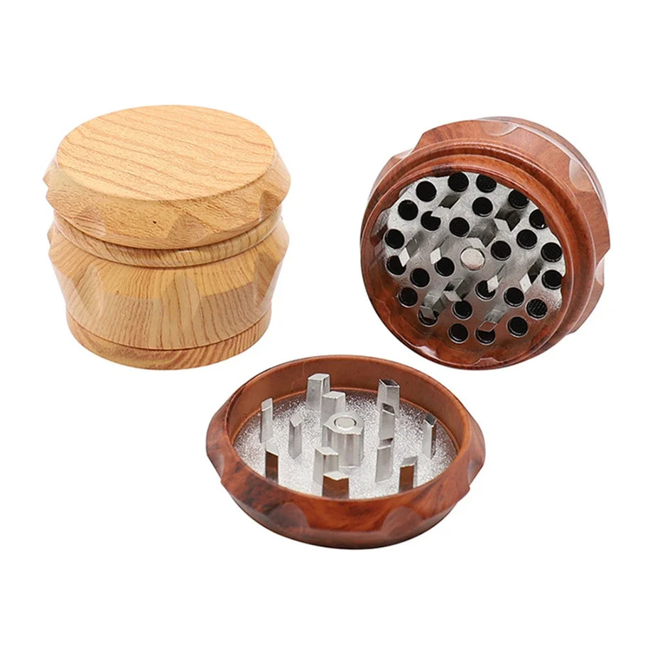 4-Layer Resin Wood Grain Herb Grinder Compact and Magnetic