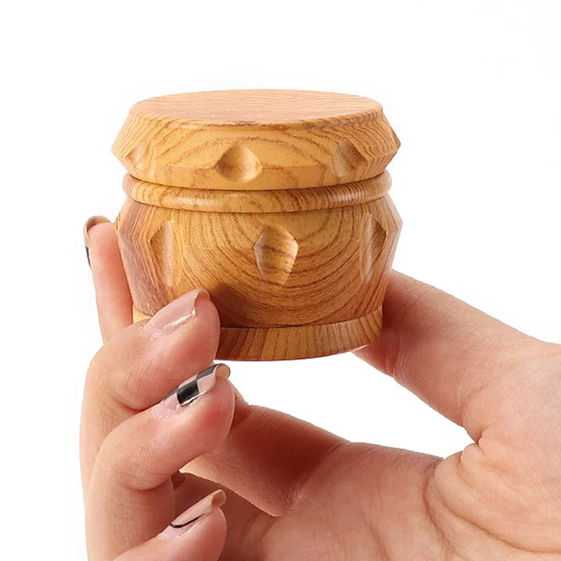 4-Layer Resin Wood Grain Herb Grinder Compact and Magnetic