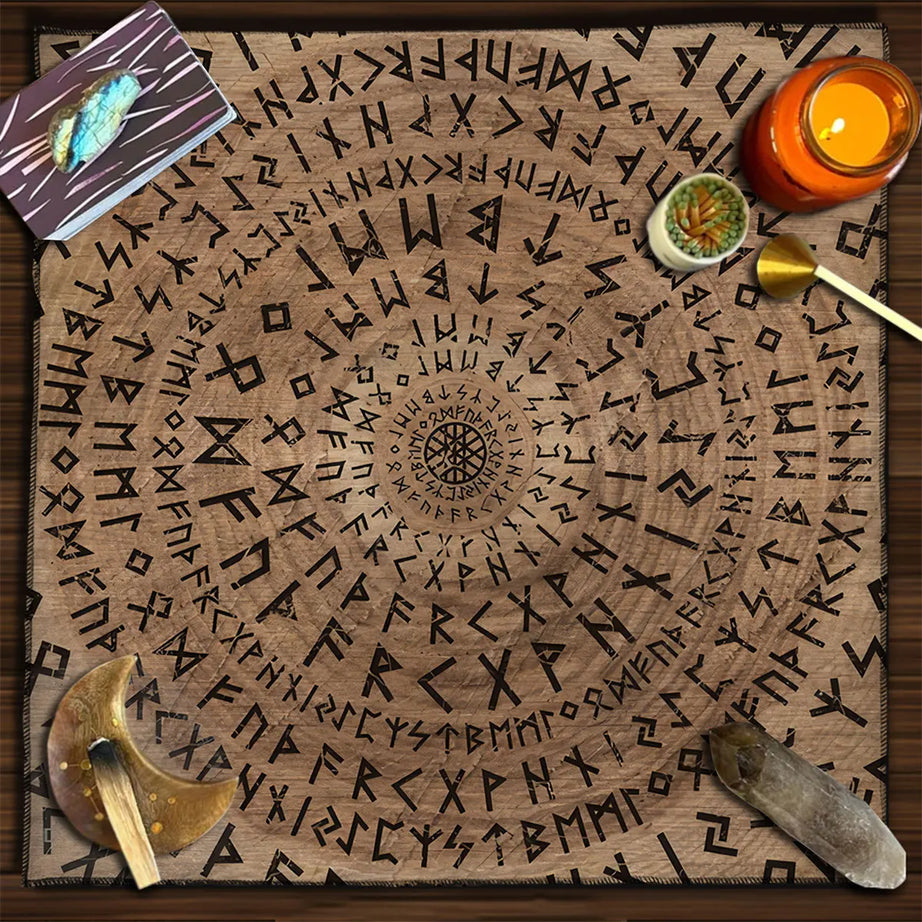 Magic Runes Tarot Tablecloth Altar Cloth Tarot Tapestry Wall Hanging Witchy Decor Spiritual Oracle Card Pad Board Game Mat