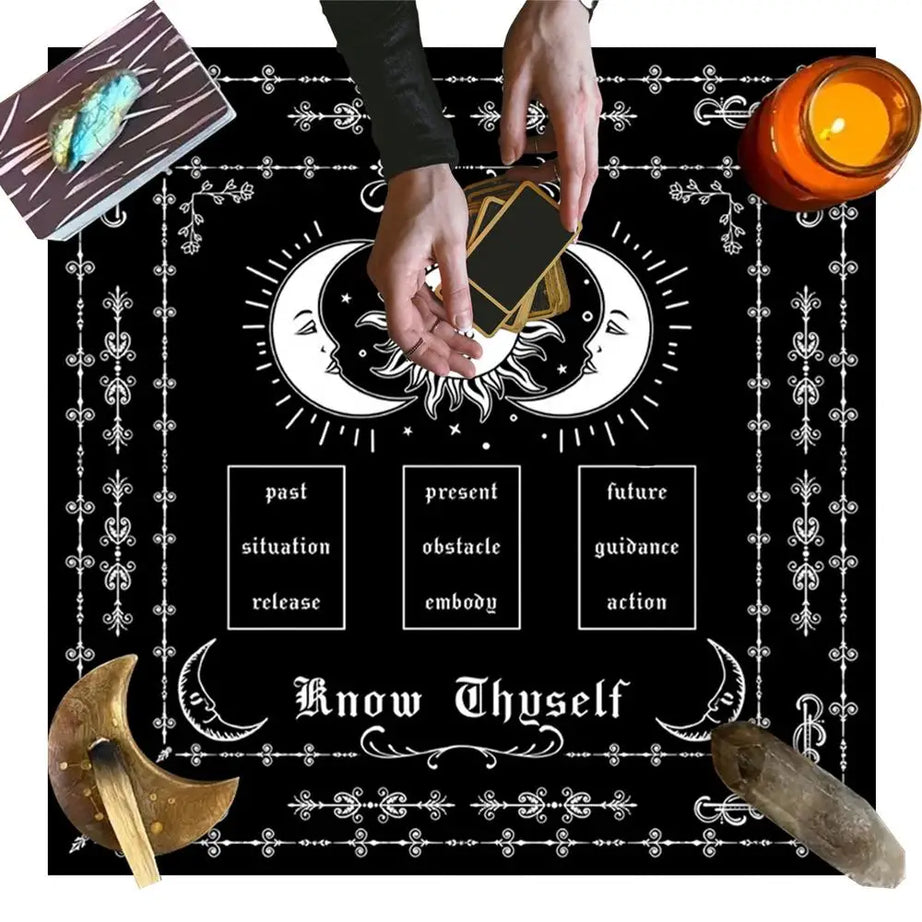 Square Tarot Table Cover Astrology Mat Tarot Card Pendulum Altar Cloth Rune Divinations Reading Cloth Psychic Tablecloth
