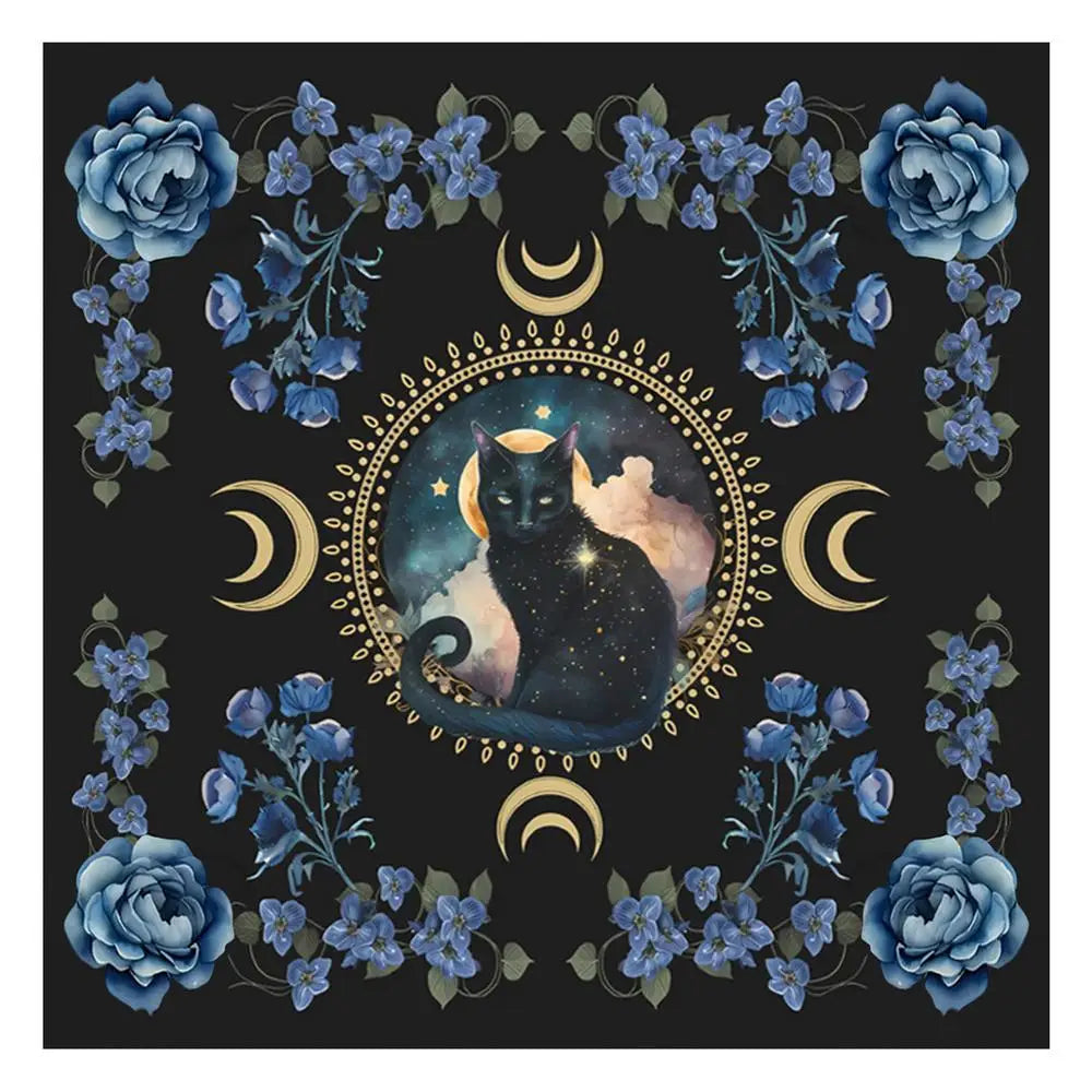 Tarot Tablecloth Moon Phase Flower AnimalAltar Cloth Pagan Clock Astrology Pendulum Divinations Oracle Card Mat Home