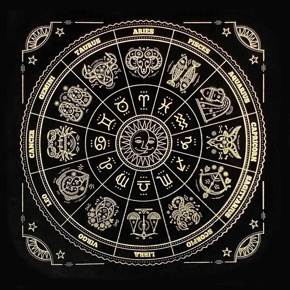 Black Tablecloths Tarot Clot Card Divination Halloween Tablecloth Black gold Fashion Decoration Alchemical Sigil Altar Astrology
