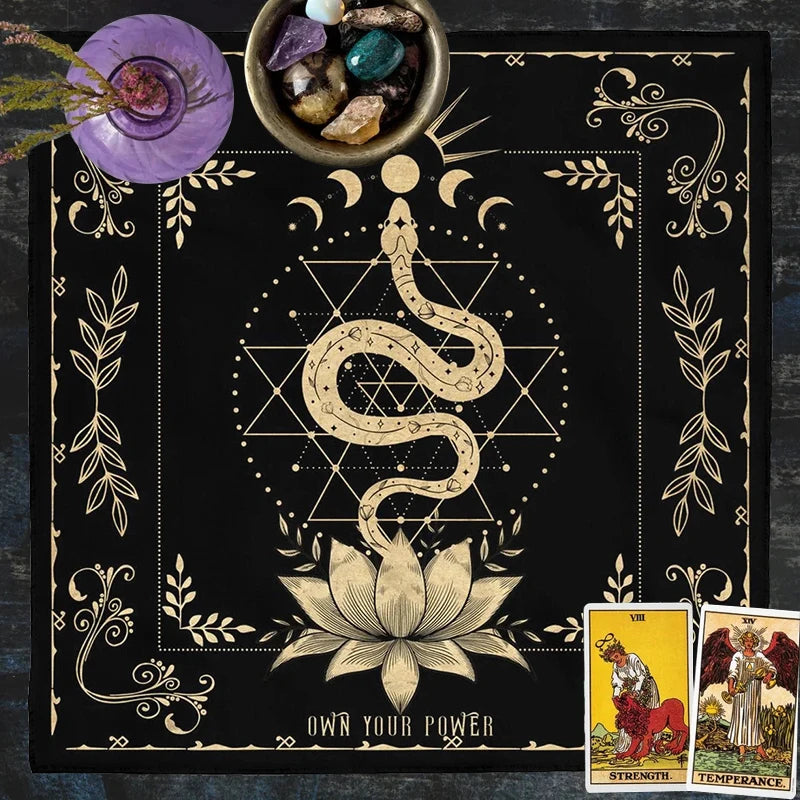 Own Your Power Altar Cloth moon phase snake Tarot Cloth for Spread Tarot Reading Cloth Tarot Spread Cloth Witch Wiccan homeDecor