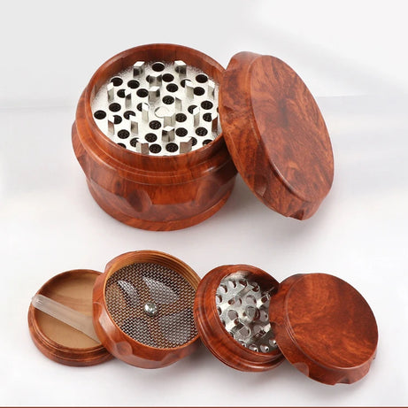 4-Layer Resin Wood Grain Herb Grinder Compact and Magnetic