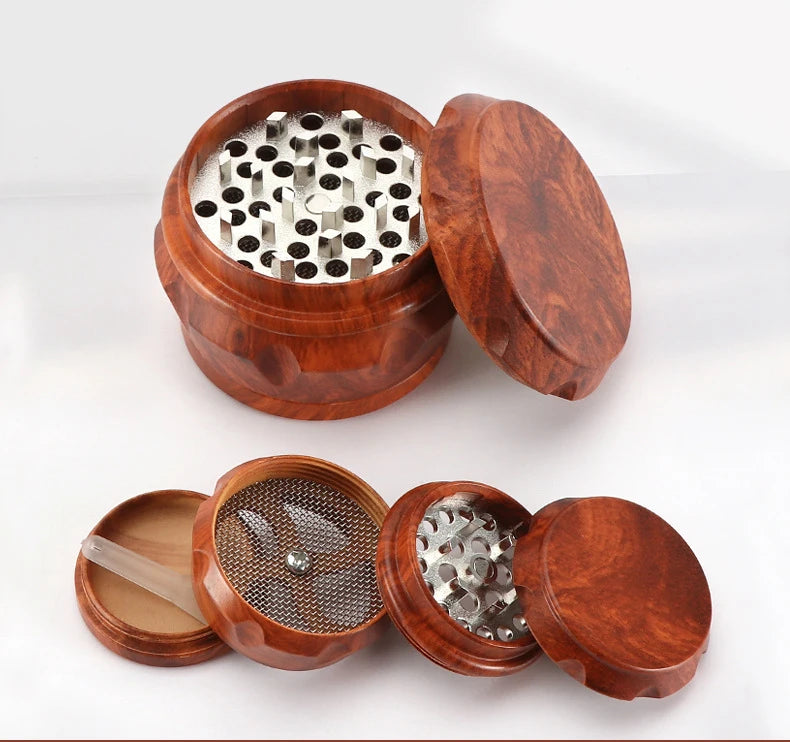 4-Layer Resin Wood Grain Herb Grinder Compact and Magnetic