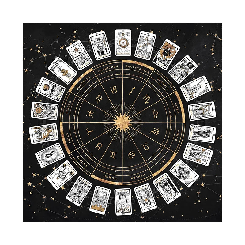 Zodiac Astrology  Chart Spread Tarot Reading  Table Cloth Witches Quarters Decor Altar