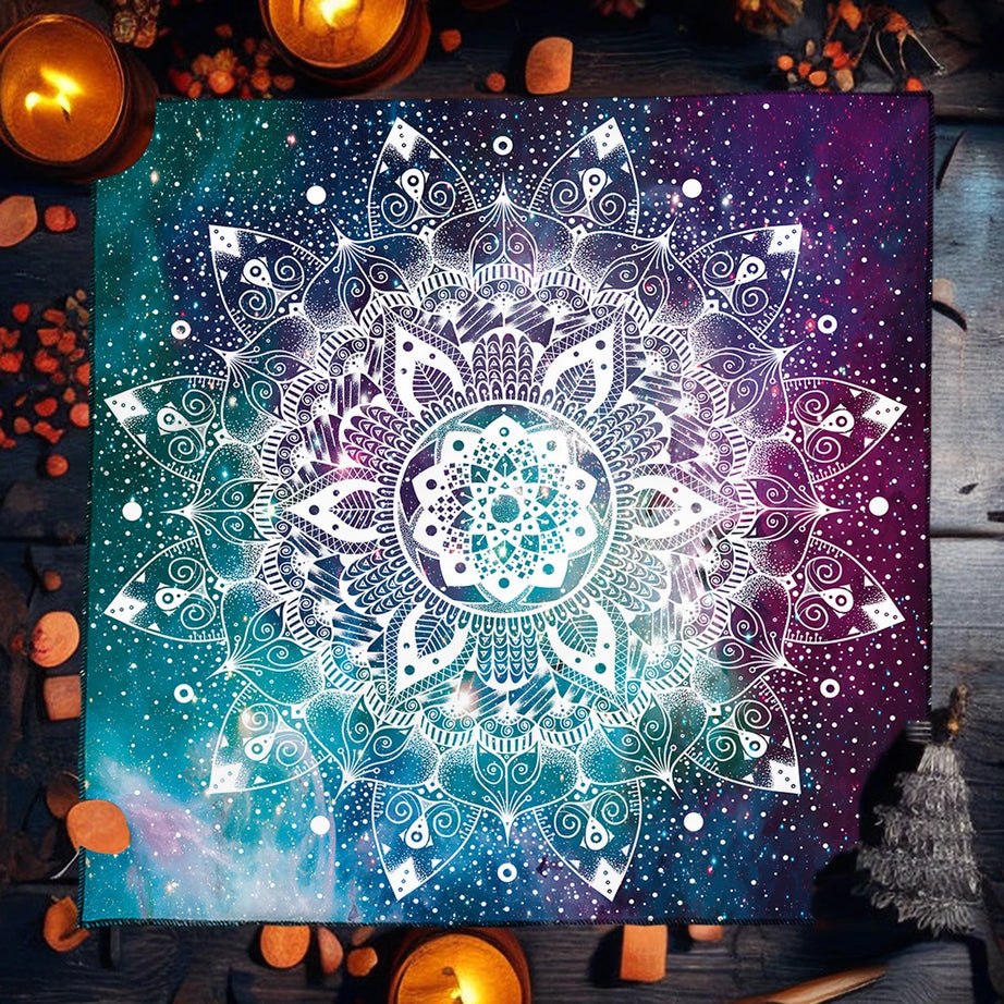 Blue Mandala Tarot Card Tablecloth flower life table cloth for tarot Mystical Starry Sky Wicca Altar Cloth Game Card Pad