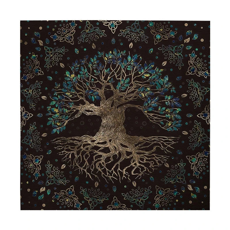 Tree of Life Tarot Tablecloth Altar Cloth Pagan Spiritual Pendulum Witchcraft Astrology Oracle Cards Pads for Room Home Decor