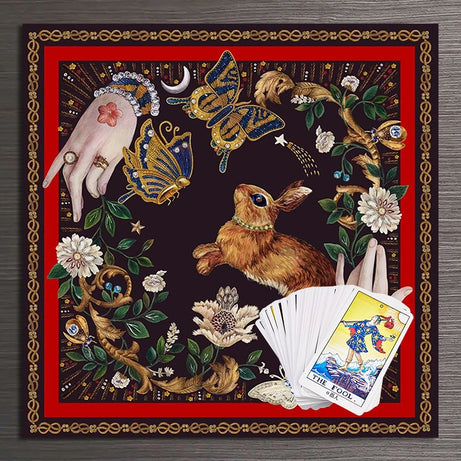 Tarot Reading Tarot Mat Decor Bunny Butterfly Flower Moonflower Altar Cloth Tablecloth Witch Tarot Spreading Cloth Home Decor