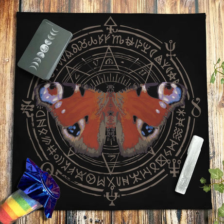 Altar Cloth Pagan Spirituality Witchcraft Astrology Oracle Card Mat Crow Dragonfly Butterfly Magical Runes Tarot Tablecloth