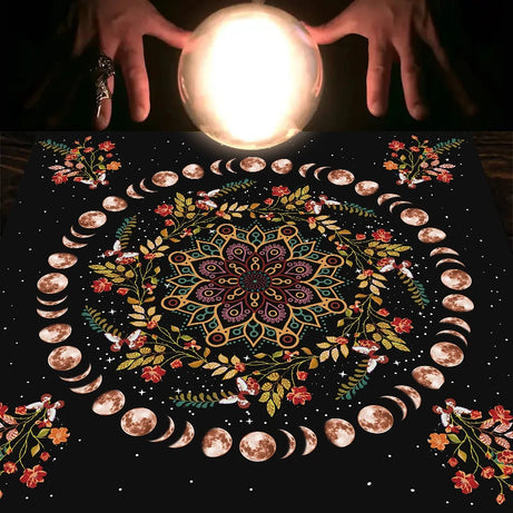 Moonlight Flower Tarot Tablecloth for Altar and Witchcraft