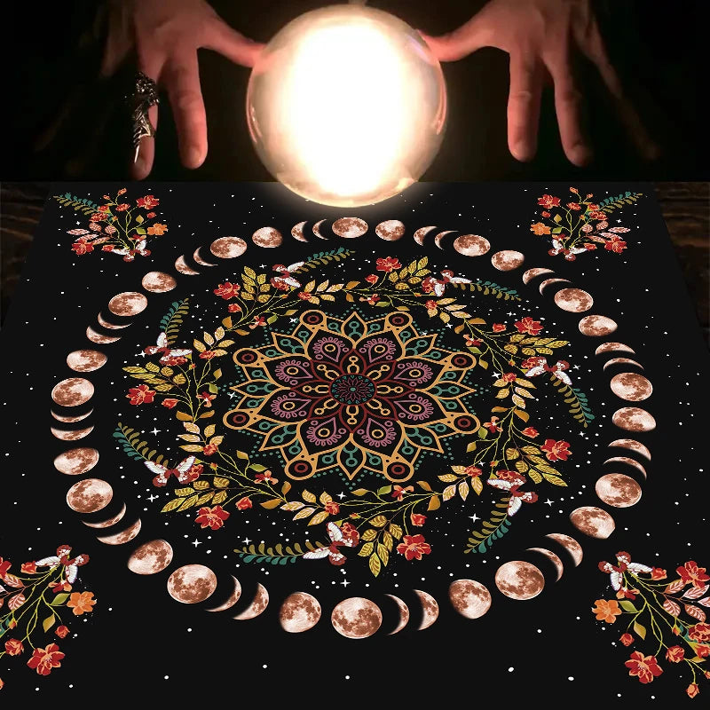 Moonlight Flower Tarot Tablecloth for Altar and Witchcraft