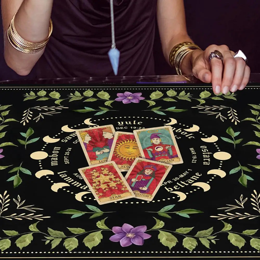 Square Tarot Table Cover Astrology Mat Tarot Card Pendulum Altar Cloth Rune Divinations Reading Cloth Psychic Tablecloth