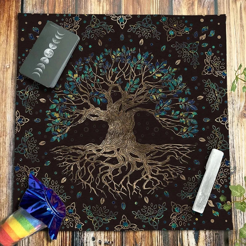 Tree of Life Tarot Tablecloth Altar Cloth Pagan Spiritual Pendulum Witchcraft Astrology Oracle Cards Pads for Room Home Decor