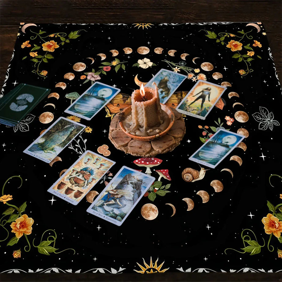 Moon Phase Butterfly Tarot Tablecloth Botanical Celestial Altar Cloth  Tarot Mat Tapestry Wall Hanging Tarot Spread Cover Witch