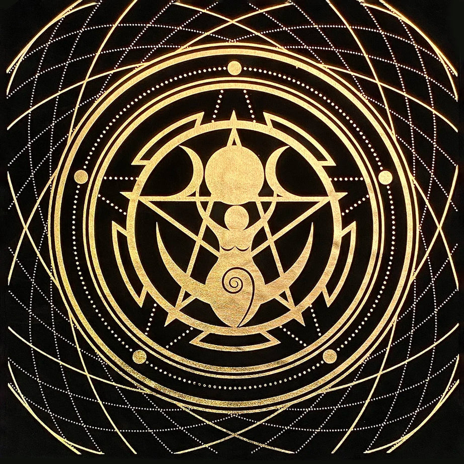 Black Tablecloths Tarot Clot Card Divination Halloween Tablecloth Black gold Fashion Decoration Alchemical Sigil Altar Astrology