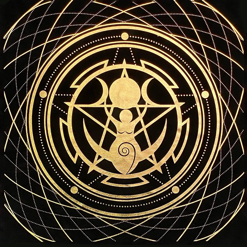 Black Tablecloths Tarot Clot Card Divination Halloween Tablecloth Black gold Fashion Decoration Alchemical Sigil Altar Astrology