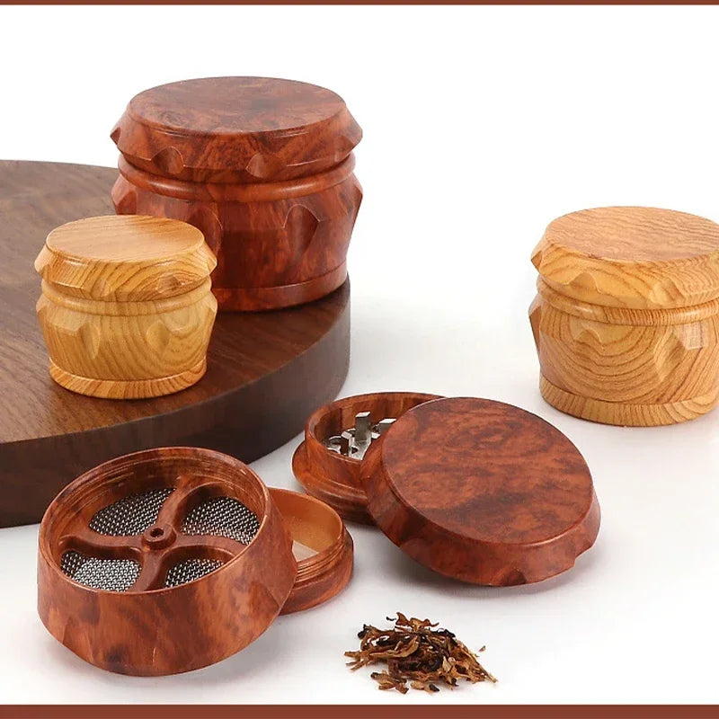 4-Layer Resin Wood Grain Herb Grinder Compact and Magnetic