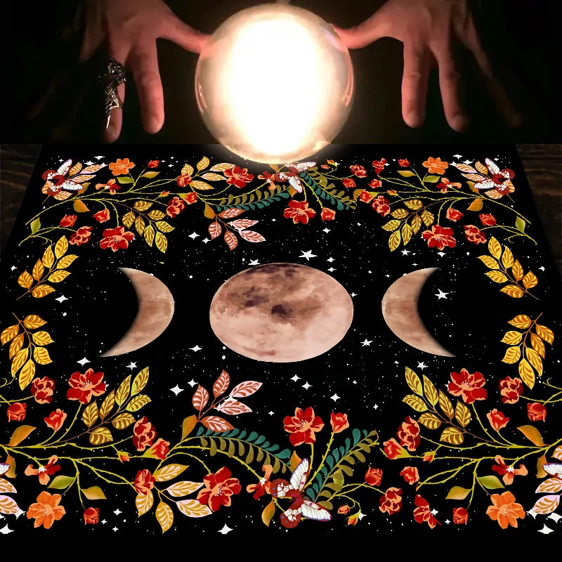 Moonlight Flower Tarot Tablecloth for Altar and Witchcraft