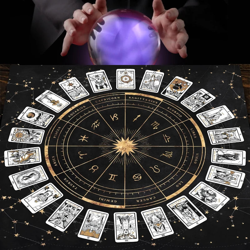 Zodiac Astrology  Chart Spread Tarot Reading  Table Cloth Witches Quarters Decor Altar