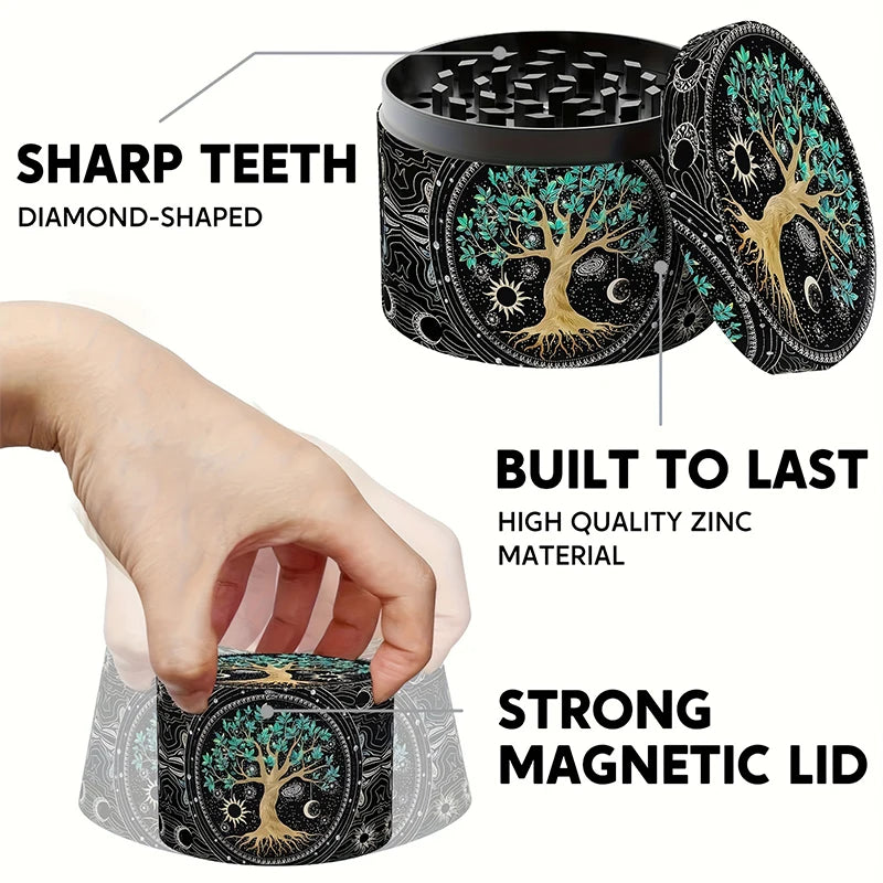 Premium Zinc Alloy Herb Grinder - 4-Layer Multifunctional Tool