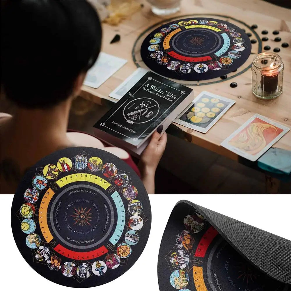 Divination Board - Round Pendulum Mat Rubber Pendulum Divining Mat Altar Tarot Table Cloth For Spiritual Healing Balance