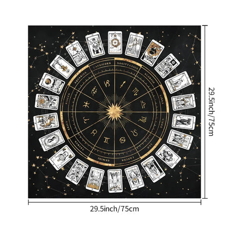 Tarot Tablecloth with 12 Constellations - Perfect for Divination, Party Decor, and Home Decor