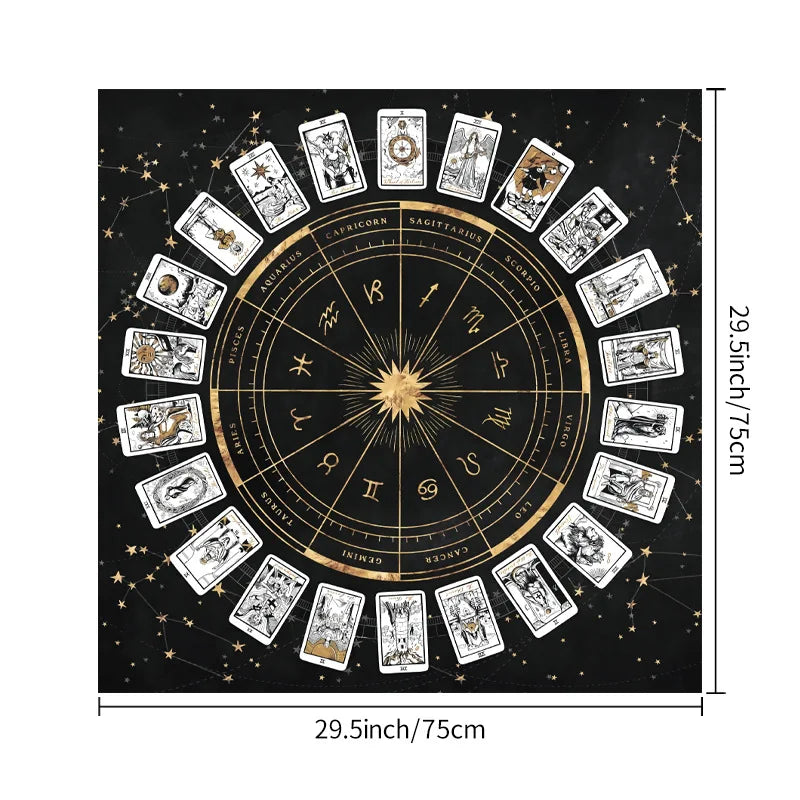 Tarot Tablecloth with 12 Constellations - Perfect for Divination, Party Decor, and Home Decor