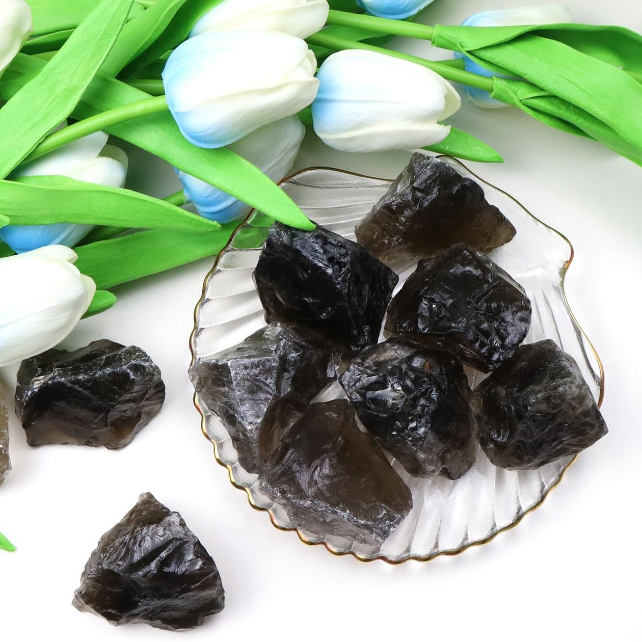 Bulk Smoky Quartz Healing Crystals Large 1" Natural Raw Stones Crystal for Reiki Healing, Wicca, witchcraft, Tumbling, Cabbing, Fountain Rocks, Decoration, Polishing