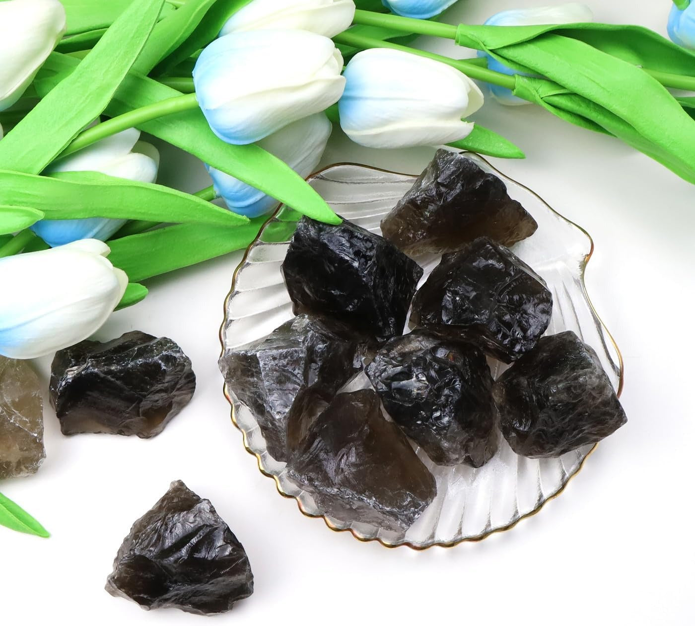 Bulk Smoky Quartz Healing Crystals Large 1" Natural Raw Stones Crystal for Reiki Healing, Wicca, witchcraft, Tumbling, Cabbing, Fountain Rocks, Decoration, Polishing