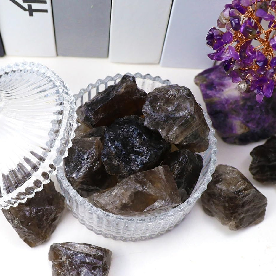 Bulk Smoky Quartz Healing Crystals Large 1" Natural Raw Stones Crystal for Reiki Healing, Wicca, witchcraft, Tumbling, Cabbing, Fountain Rocks, Decoration, Polishing