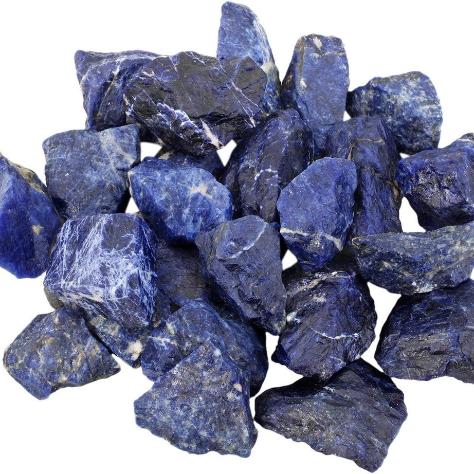 Bulk Sodalite Healing Crystals Large 1" Natural Raw Stones Crystal for Reiki Healing, Wicca, witchcraft, Tumbling, Cabbing, Fountain Rocks, Decoration, Polishing