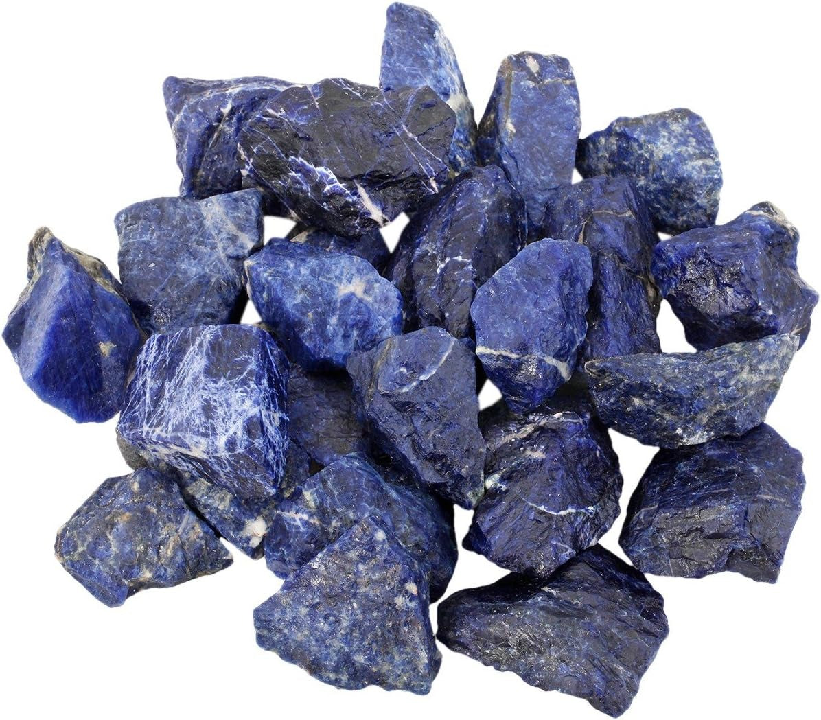 Bulk Sodalite Healing Crystals Large 1" Natural Raw Stones Crystal for Reiki Healing, Wicca, witchcraft, Tumbling, Cabbing, Fountain Rocks, Decoration, Polishing
