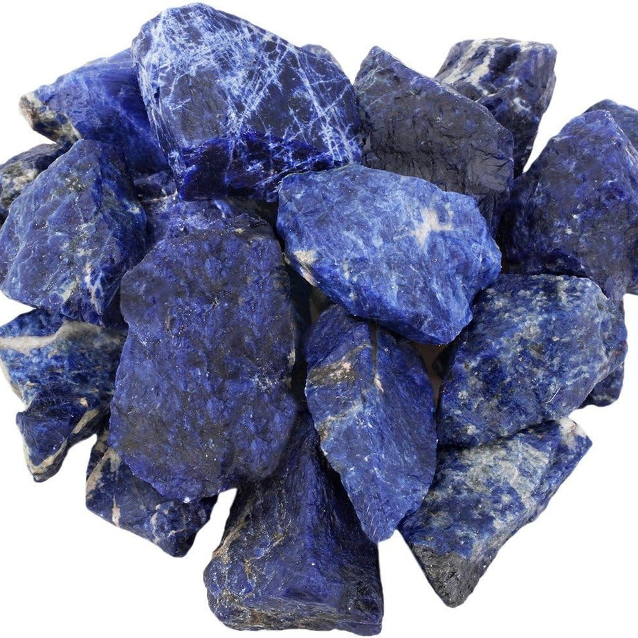 Bulk Sodalite Healing Crystals Large 1" Natural Raw Stones Crystal for Reiki Healing, Wicca, witchcraft, Tumbling, Cabbing, Fountain Rocks, Decoration, Polishing