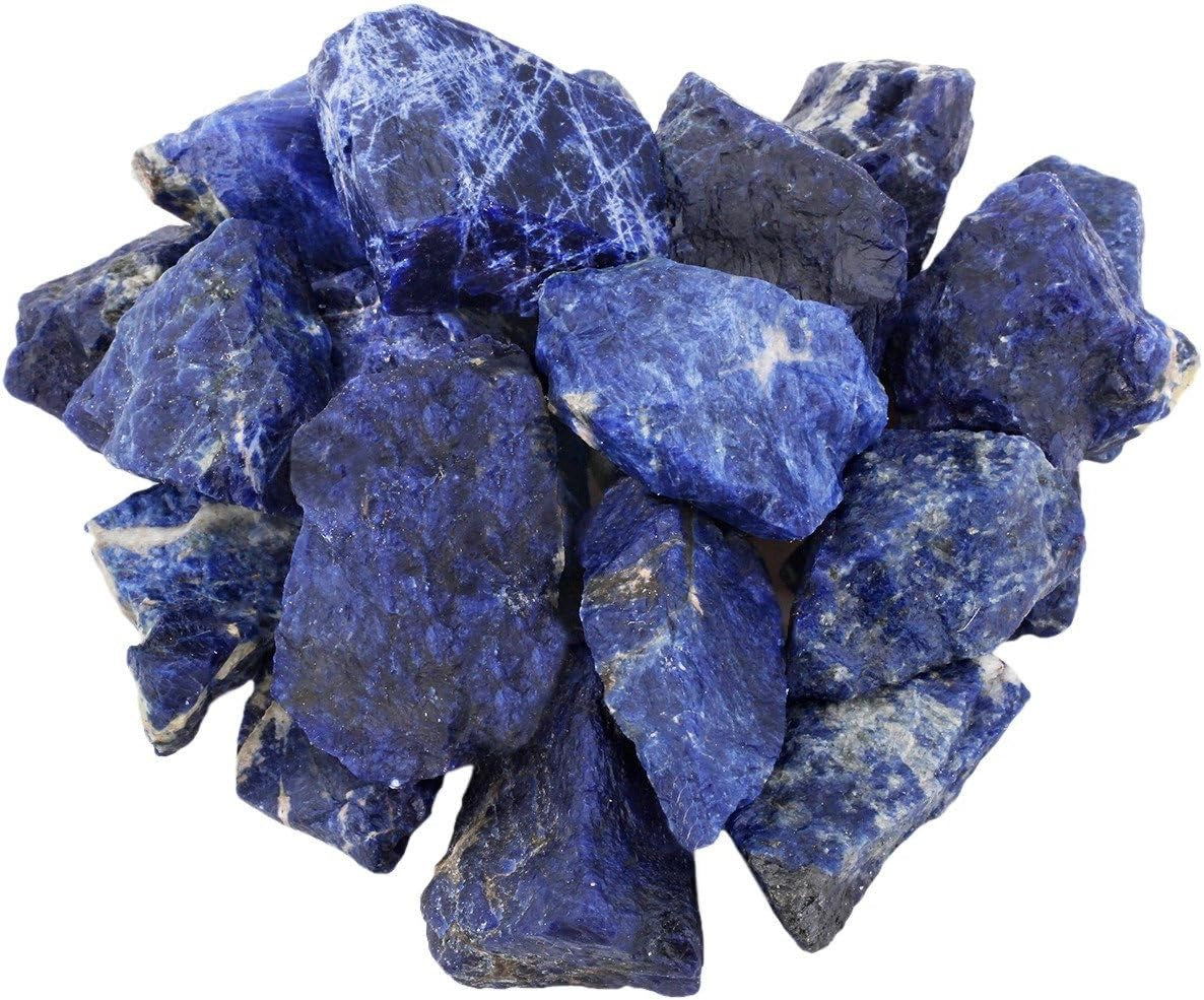 Bulk Sodalite Healing Crystals Large 1" Natural Raw Stones Crystal for Reiki Healing, Wicca, witchcraft, Tumbling, Cabbing, Fountain Rocks, Decoration, Polishing