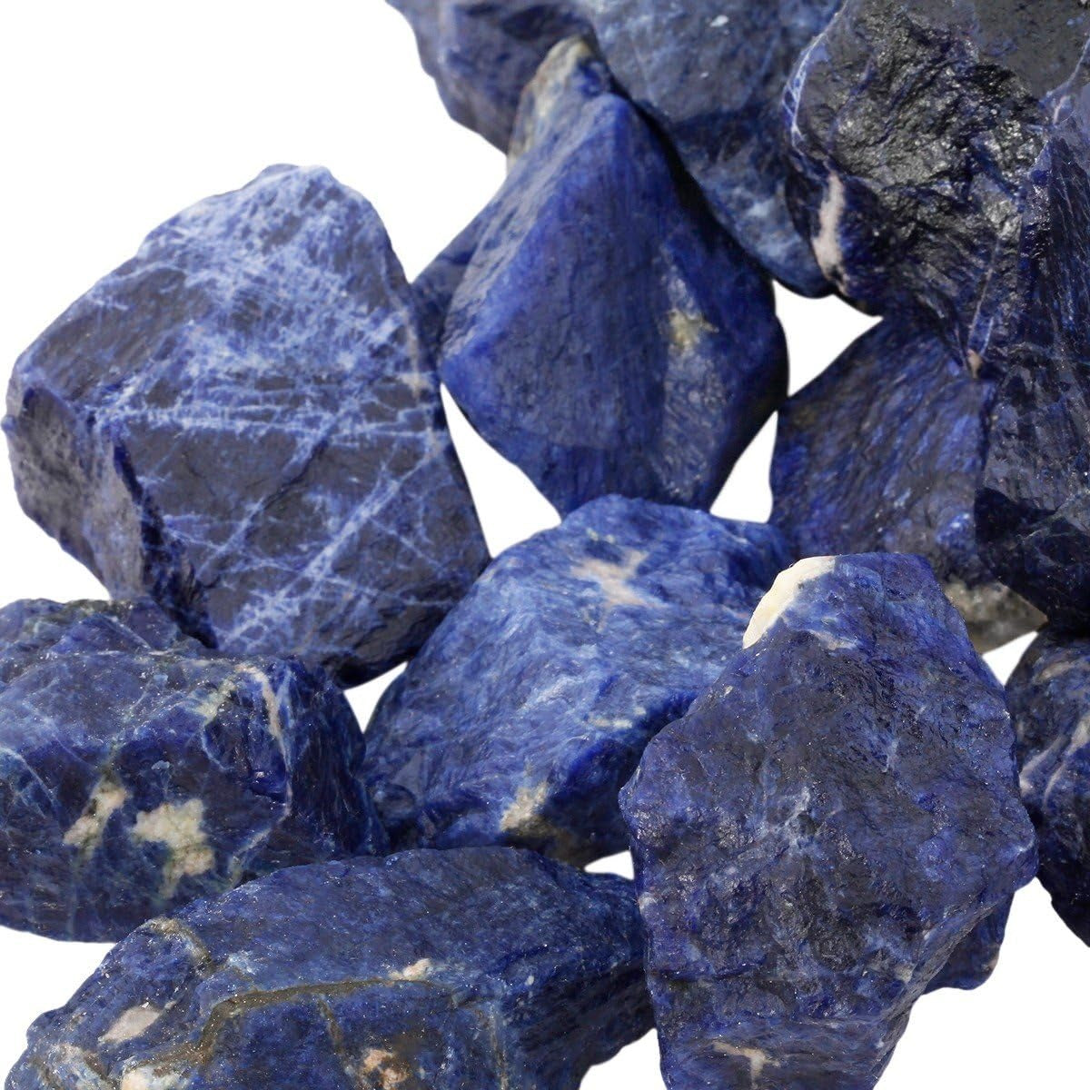 Bulk Sodalite Healing Crystals Large 1" Natural Raw Stones Crystal for Reiki Healing, Wicca, witchcraft, Tumbling, Cabbing, Fountain Rocks, Decoration, Polishing