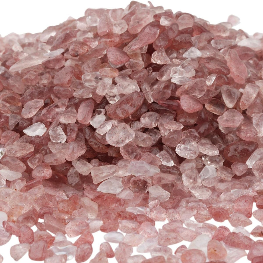 Strawberry Quartz Tumbled Chips Crushed Stone Healing Reiki Crystal Jewelry Making Home Decoration