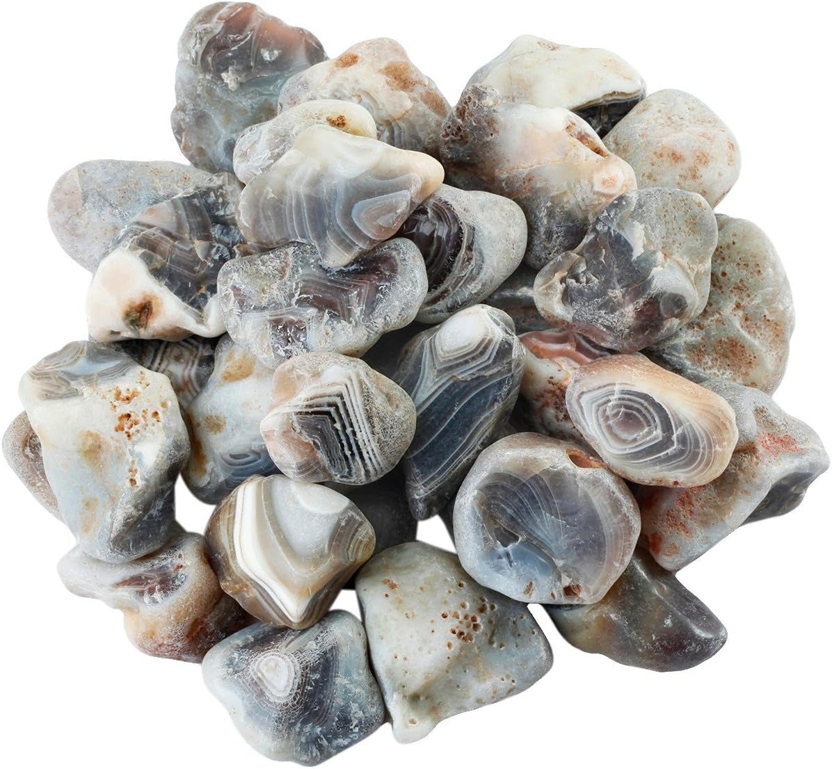 Bulk Striped Agate Healing Crystals Large 1" Natural Raw Stones Crystal for Reiki Healing, Wicca, witchcraft, Tumbling, Cabbing, Fountain Rocks, Decoration, Polishing