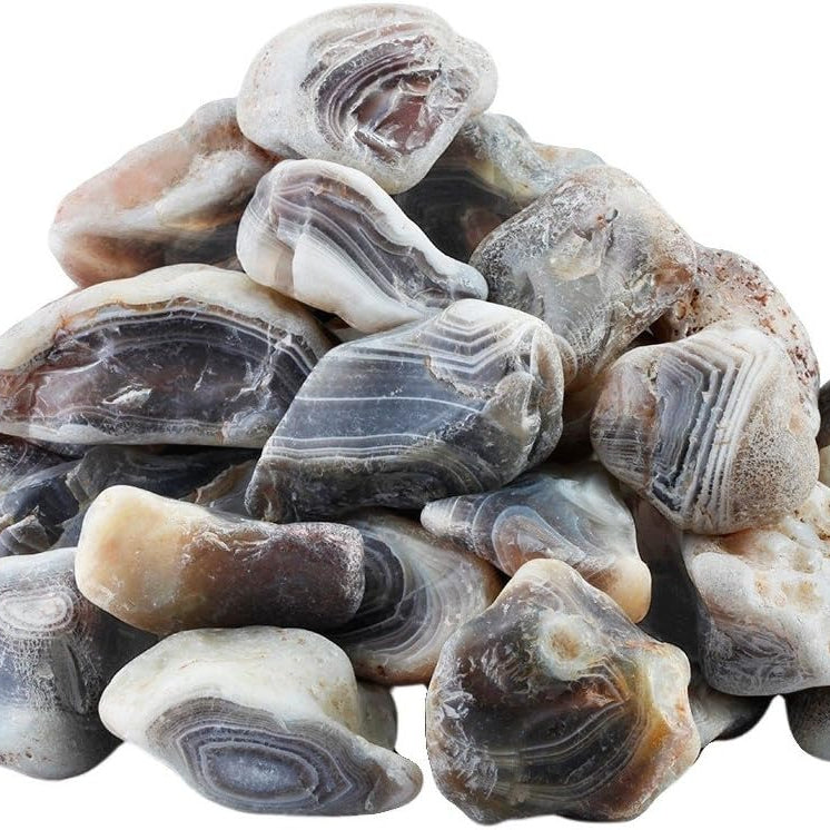 Bulk Striped Agate Healing Crystals Large 1" Natural Raw Stones Crystal for Reiki Healing, Wicca, witchcraft, Tumbling, Cabbing, Fountain Rocks, Decoration, Polishing