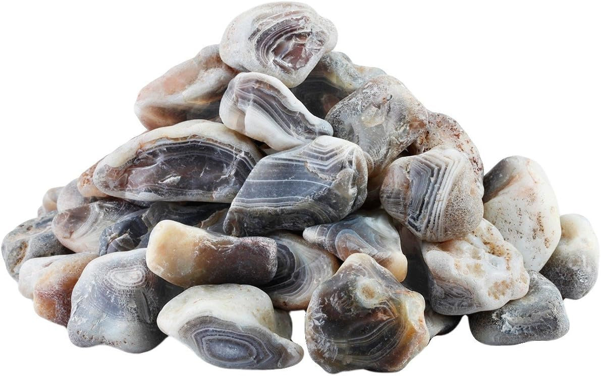 Bulk Striped Agate Healing Crystals Large 1" Natural Raw Stones Crystal for Reiki Healing, Wicca, witchcraft, Tumbling, Cabbing, Fountain Rocks, Decoration, Polishing